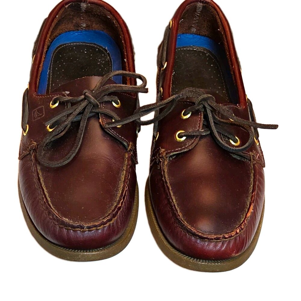 Sperry Top-Sider Authentic Original Leather Boat Shoes Mens 9.5 W Brown Lace Up